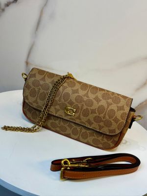 Coachh Brook Flap Chain Bag With Dust Cover CAN90 Apricot Brown