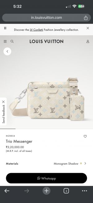 Louiss Vuitton LV M28854 Virgil Abloh Trio Messenger Multi Crossbody Bag With OG Box & Dust Bag Beige White 