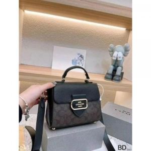 Coac_h morgan top handle bag with og box(5712-Coffe-black)