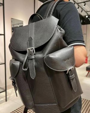 Coachh_Warner_Backpack_Signature_Canvas_Coated_Canvas_Leather_With_Dust_Cover_909_Black
