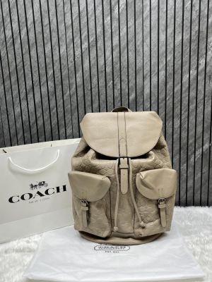 Coachh_Warner_Backpack_Signature_Coated_Canvas_Leather_With_Dust_Cover_909_Apricot