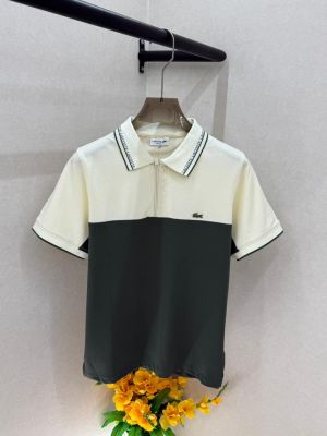 Lacost e Cream Zipper Premium Collar Neck Polo T-shirt F3658-CR