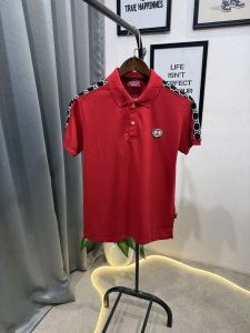 Gucc i imported polo tshirt with brand shoulder strip and embroidery logo red
