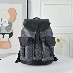 Coachh_Warner_Backpack_Signature_Coated_Canvas_Leather_With_Dust_Cover_909_Black_Blue