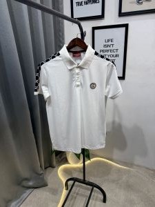 Gucc i imported polo tshirt with brand shoulder strip and embroidery logo white
