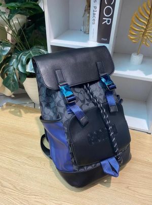 Coachb_Rivington_Backpack_Colorblock_Black_Blue_Signature_Canvas_Unisex_Backpack_With_Dust_Cover_058-1_Black_Blue