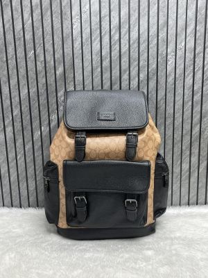 Coachh_Unisex_Rivington_Backpack_Apricot_Black_Leather_With_Dust_Bag_059_Apricot_Black