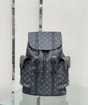 L_ouis_Vuitton_ Christopher MM backpack crafted from durable Monogram Eclipse canvas and accented with black leather trim Backpack with Dust Cover premium quality