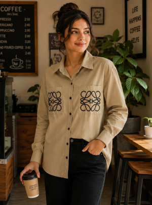   Loe Pocket Logo Shirt Biscuit S116-BI
