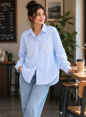   Loe Pocket Logo Shirt Sky S116-SK