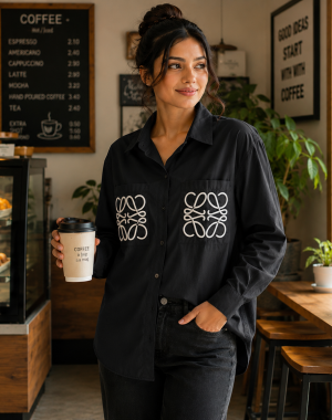   Loe Pocket Logo Shirt Black S116-BK