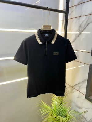 Emporio Arman_i Black Polo Premium Collar Neck T-shirt F3937-BL