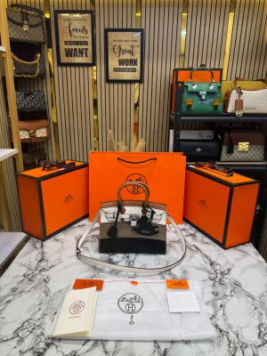 Herme_s Limited Edition Cokorblock Brikin Leather Top Handle Bag With Crossbody Strap Including Box And Carry Bag