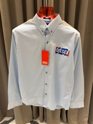 Diese_l Middle Brand Logo Full Sleeves Shirt Sky Blue