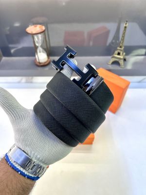 Herme_s Glossy Auto Lock Black Belt Fa 920