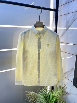 Ami Yellow Lining Embroidery Logo Oxford Lycra Premium Shirt F3911-YE