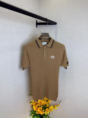 Gucc i Khaki knitted Polo Super Premium Collar Neck T-shirt F3594-KH