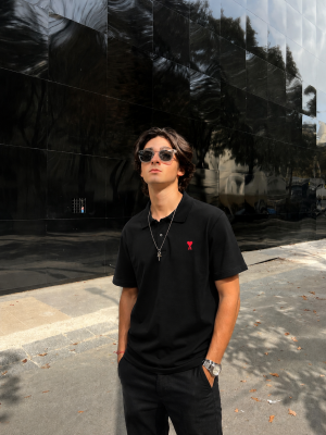 Ami_Paris imported Chest logo Polo t-shirt Black 
