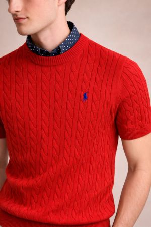 Ralp_h Lauren chest logo knitted pullovers Red