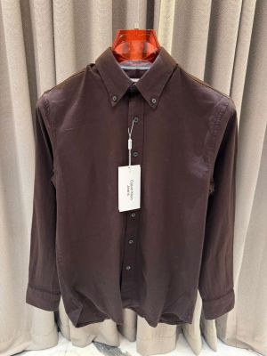 Calvin Klei_n Chest Logo Full Sleeves Shirt Dark Brown