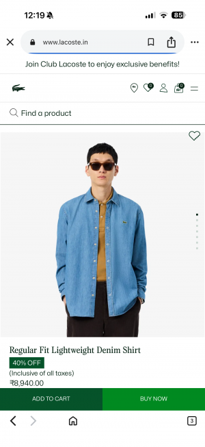 Lacost_e Chest Logo Full Sleeves Denim Shirt Denim Blue
