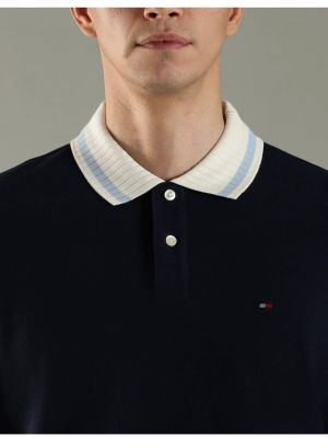 Tommy Hilfige r Navy Premium Cotton Lycra Pique fabric Polo Tshirt with Collar Design and Embroidered Logo 4371