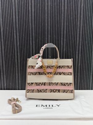Emily Loran Beige Large Highend Leather Quality Tote Bag With Original Dustcover Packaging