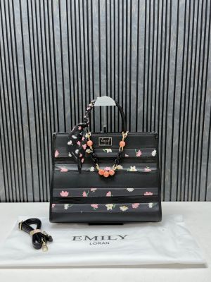 Emily Loran Black Large Highend Leather Quality Tote Bag With Original Dustcover Packaging