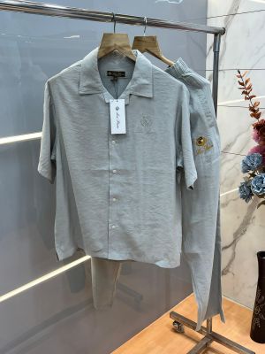 Loro Pian a Light Grey Premium Tracksuit with Soft Cotton Fabric and Embroidered Logo 4354