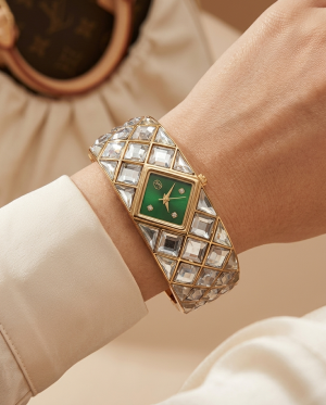 Swarovsk_i Curiosa Bangle   Gold To Green