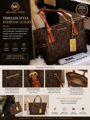  MICHAE.L KORS BROWN VOYAGER PREMIUM TOTE WITH DUST BAG