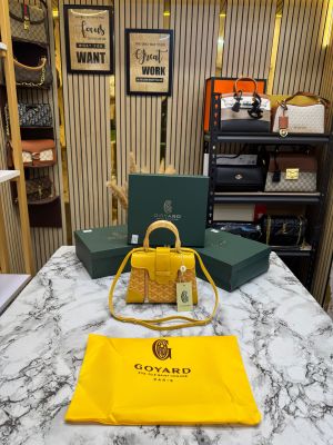Goyar_d Saigon Mini Structured Crossbody Bag With Top Handle With Box And Dust Bag (2308) (Yellow)