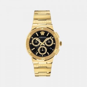 Versace Greca Chronograph Gold Black Authentic Store Quality