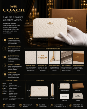 COAC.H WHITE LONG ZIP WALLET PREMIUM WITH OG BOX PACKING