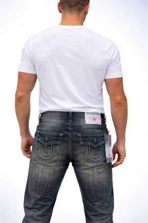 True Religio n White Shade Straight fit Premium Imported Stretchable Lycra Fabric Denim with Back Pocket Embroidered Design 3944