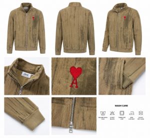 Ami Paris Imported Fabric Inner Fleece Fabric Very Premium Zipper Jacket CS400