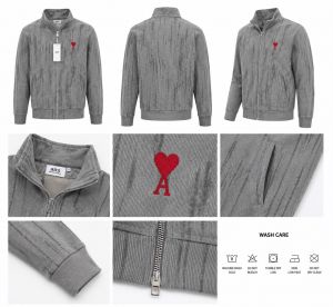Ami Paris Imported Fabric Inner Fleece Fabric Very Premium Zipper Jacket CS400