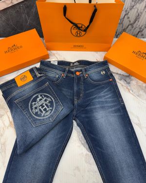 Herme_s Paris Dark Shade Imported Fabric Premium Raw Wash Boot Cut Fit Denim Jeans CS402