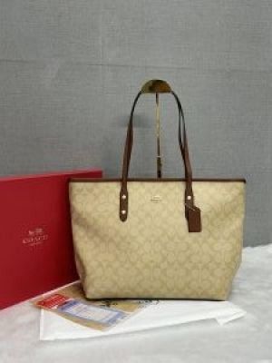 Coachh_Signature_City_Tote_Bag_With_OG_Red_Box_(55398_Apricot_Caramel)