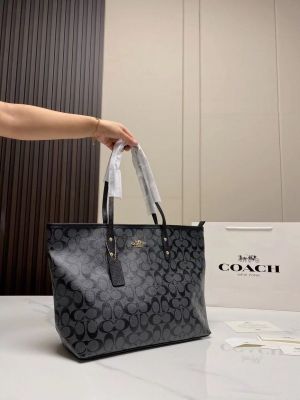 Coachh_Signature_City_Tote_Bag_With_OG_Red_Box_(55398_Black)