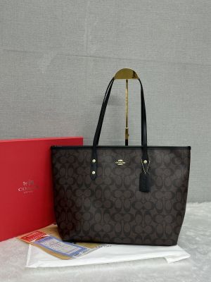 Coachh_Signature_City_Tote_Bag_With_OG_Red_Box_(55398_Apricot_Brown)