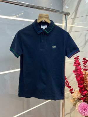Lacost e Navy Premium Cotton Pique fabric Polo Tshirt with Collar Design and Embroidered Logo 4192