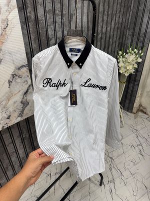 RL POLO PURE LINEN FABRIC WHITE FRONT AND BACK EMBOSSED SHIRTS MR398