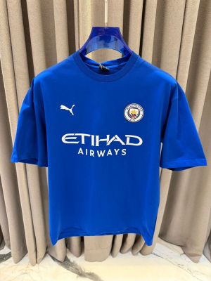 Pum_a Mancity Logo Round Neck T-shirt Blue
