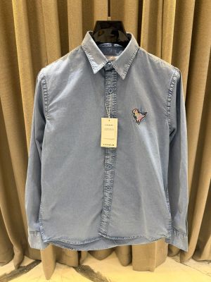 Coac_h Chest Logo Full Sleeves Denim Shirt Blue