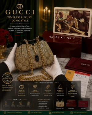 GUCC.I JACKIE BLACK NOTTE HAND BAG GG  MONOGRAM CYRSTAL EMBELLISED PREMIUM WTIH DOUBLE BOX PACKING