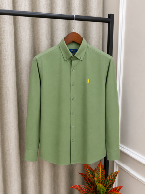 Ralp_h Lauren Polo Green Pure Linen Premium Shirt(1135)