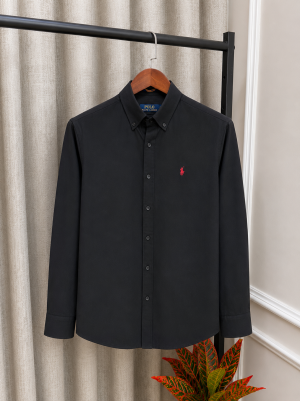 Ralp_h Lauren Polo Black Pure Linen Premium Shirt(1137)
