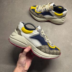 Guccci Rhyton Beige and Navy GG  Sneakers Premium Quality With OG Box