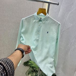 Ralp_h Lauren Stripes Linen Blend Green Shirt 555